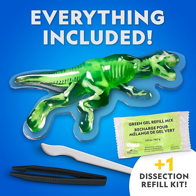 National Geographic Glow-in-The-Dark T. Rex Dissection Lab – Dissect a Synthetic Dinosaur, Build a 9.5” Glowing Tyrannosaurus Skeleton Model, Includes Refill Pack and Learning Guide, Dinosaur Toys
