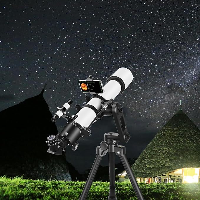 Telescope for Adults High Powered, 90mm Aperture 700mm Refractor Telescopes for Adults Astronomy Telescopio with High Precision Adjustment, Ultra-Stable Vertisteel AZ Mount Base Tripod, Phone Adapte
