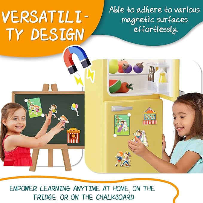 Magnet Toys Amusement Park Magnetic Jigsaw Puzzle for Toddlers, Montessori Quiet Travel Busy Book with 42 Magnets & 16 Activity Cards - Educational Carnival Airplane Toy Ages 3+