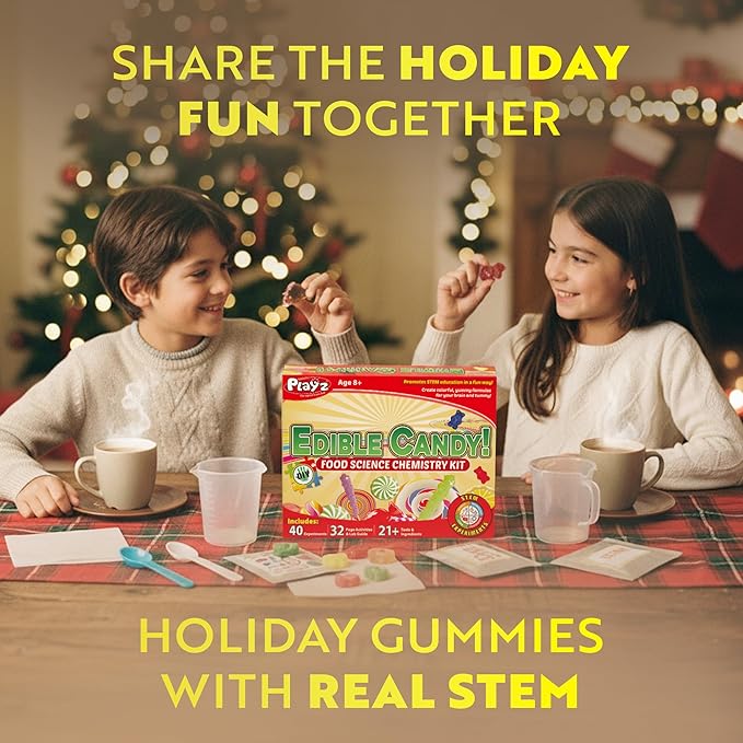 Playz Edible Candy Making Science Kit for Kids Ages 8-12 Years Old - Food Science Chemistry Kid Science Kit with 40 Experiments to Make Your Own Chocolates, Educational Science Kits for Boy & Girls