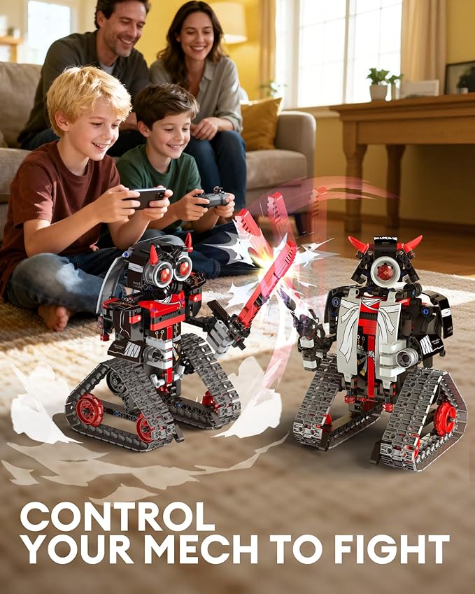 5 in 1 STEM RC Robot Building Kit, APP & Remote Control Samurai/Ninja Blocks 419 Pcs, Erector Set RC Toy for Kids, DIY Build Science Educational Gift for Age 6 7 8 9 10 11 12+ Boys & Girls