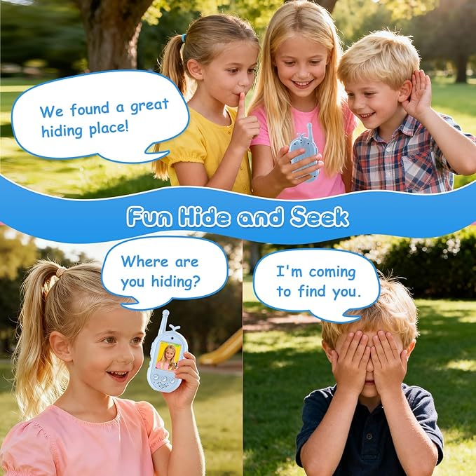 Video Walkie Talkies for Kids Toys - 2 Pack Rechargeable Walkie Talkie with Camera,Long Range 2 Way Radio for Outdoor Camping Games,Christmas Birthday Gifts for Boys Girls Age 3-12(Pink+Blue)