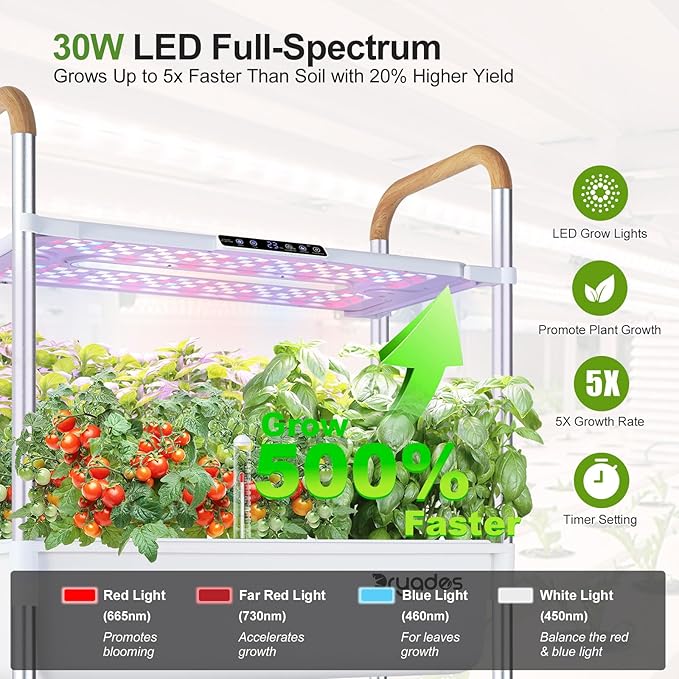 Indoor Hydroponic Growing System with 81 Pods Herbs Garden Kit with 30W Led Grow Light Large Movable 3-Layer Floor-Standing hydroponic Gardening System for Vegetable Fruit