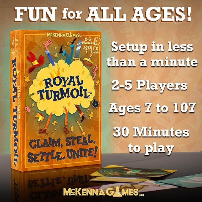 Royal Turmoil – New Wildly Fun Card Game for Kids 8-12, for Kids and Adults, Family Game and Learning Game for Family Night with Fast Setup and Fun Play