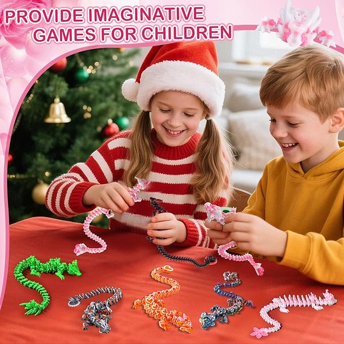 3D Printed Light Heart Dragon and Dark Heart Dragon, Articulated Fidget Toys for Autism and ADHD, Perfect Basket Essentials Stuffers and Desk Accessories(Light Heart Dragon Dark Heart Dragon)