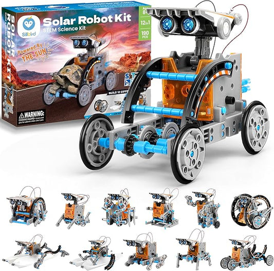 Sillbird 12-in-1 Solar Robot Building Kit Christmas STEM Gift for Boys Aged 8-13, DIY Science Educational Robotic Toys for Kids Teens Birthday, Powered by The Sun with 190 Pieces