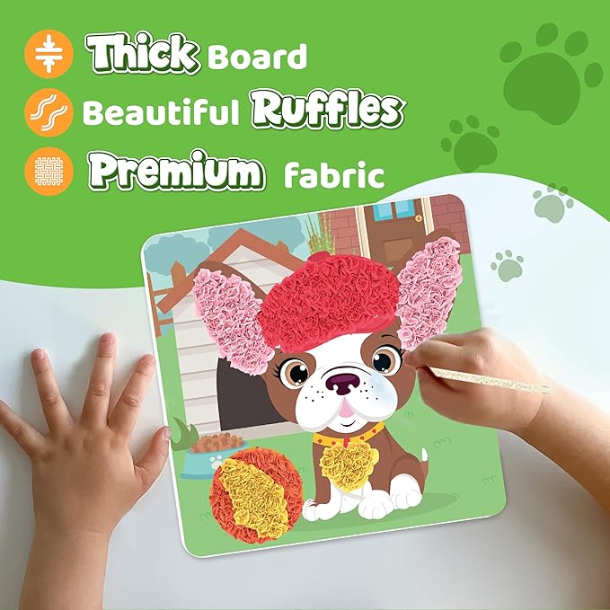 jackinthebox Poke Poke Art – Pets Theme, Mess-Free Fabric Art and Craft, Flower Pressing Kits, Gift for Kids, Girl Gifts, Boy Gift, Toys for Girls and Boys Ages 4 5 6 7 8