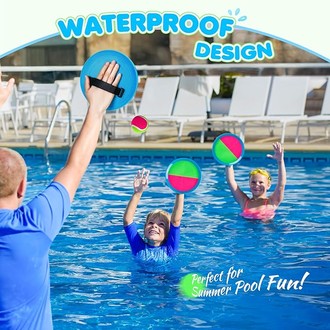 Toss and Catch Ball Set Upgraded - Family Games Kids Toys for Stocking Stuffers - Water-Resistant Great for Beach Pool Yard - Christmas Toys Gift for Boys Girls Teens 3 4 5 6 7 8 9 10 11 12+ Years