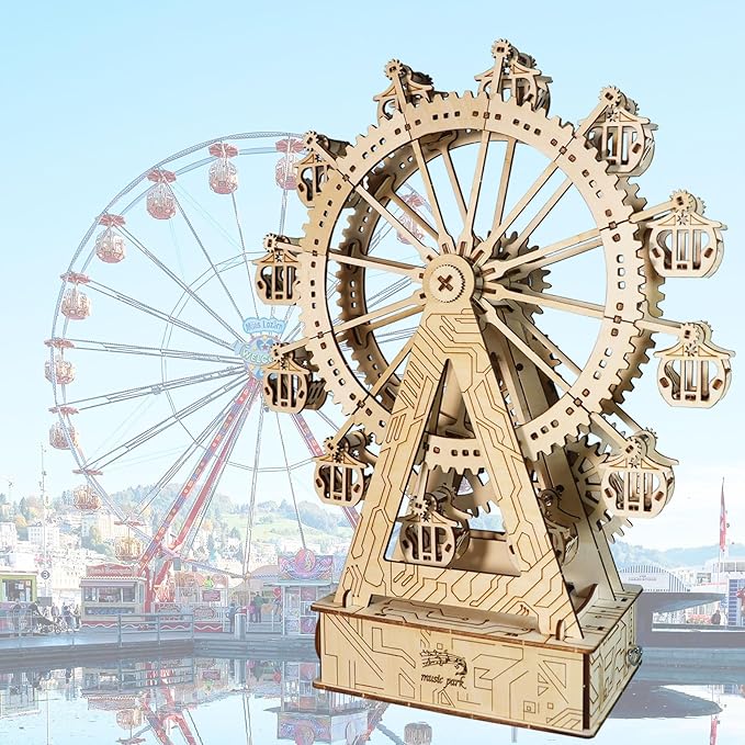 3D Wooden Puzzle Gear Ferris Wheel Music Box You are My Sunshine Handmade Assembly Model Kit Holidays Brthdays