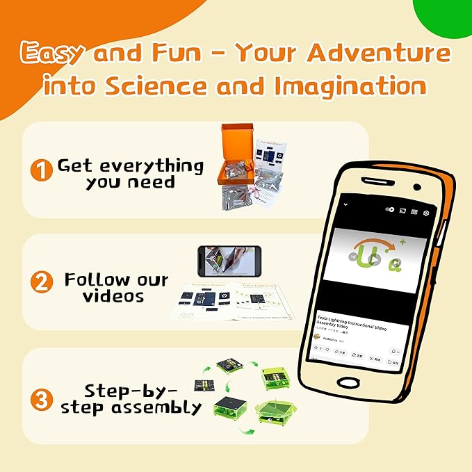 STEM Science Building Kit for Kids–Electronic Tesla Lightning Kit–Easy DIY Science Gadgets & Crafts–Unique Educational Gift Toys for Fun and Learning(Assembly Version)(Rectangular-Fluorescent Green)
