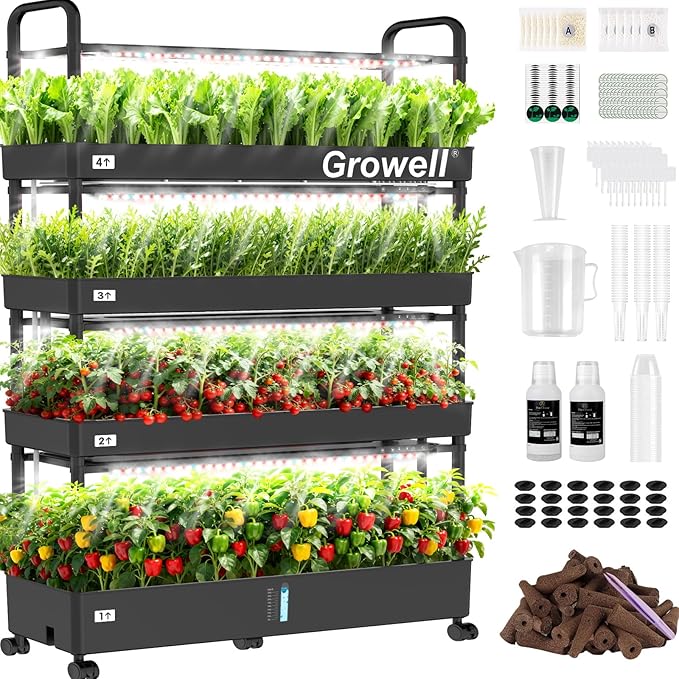 Hydroponics Growing System Kit, 120 Pods, Large Vertical Hydroponic Garden, 48L Indoor Gardening System for Herb Vegetable Fruit, with 2 Light Modes, Auto Circulating Water System