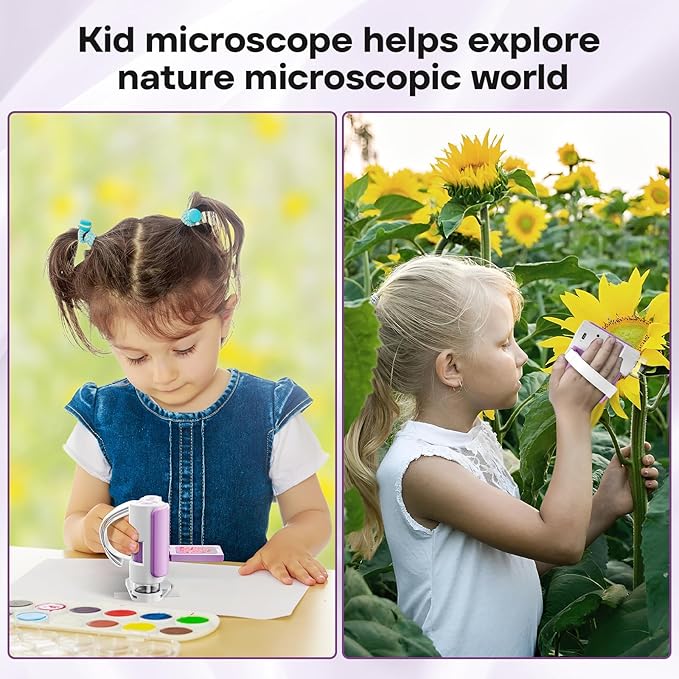 LAKWAR 1000X Handheld Digital Microscope for Kids: 4K 2.0" Screen Portable Digital Microscope for Kids 8-12 Home School Science Education (Purple)