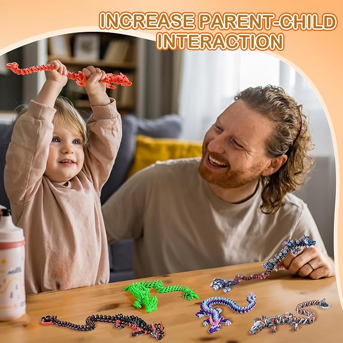 3D Printed Dragon Mushroom and Heart Cookie Dragons, Articulated Fidget Toys for Autism and ADHD, Perfect Basket Essentials Stuffers and Desk Accessories
