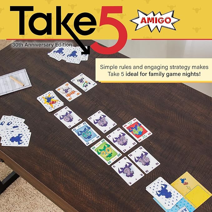Amigo Games Take 5 Classic Card Game 30th Anniversary Edition – Contains Beloved Base Game Plus Cooperative Variant & Special New Cards – Perfect for Family Game Night – Kids Adults Ages 8+