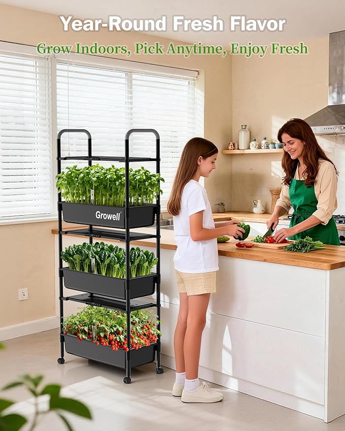 Large Hydroponics Growing System Kit, Vertical Indoor Herb Garden Kit with LED Grow Light & Independent Water Pump, 42L Movable Indoor Planter Perfect Gardening Gifts (3 Tier-81 Pods Black)