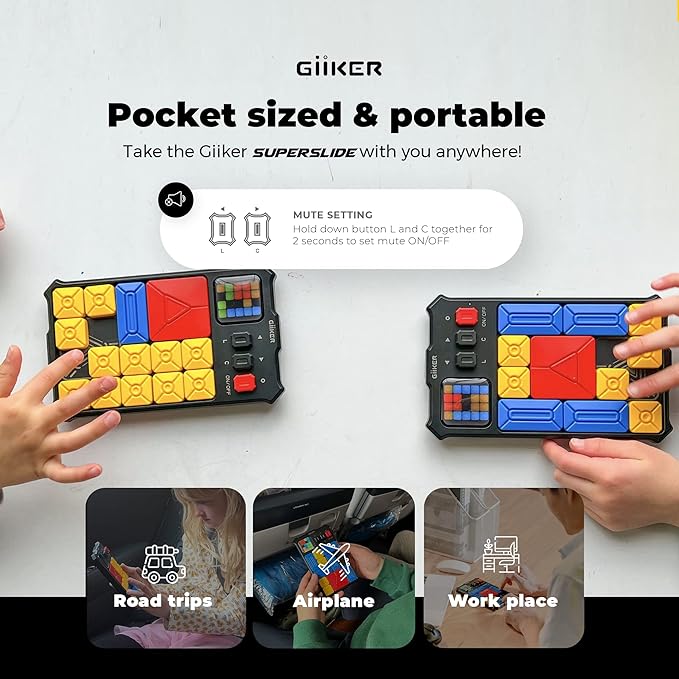 GiiKER Super Slide Puzzle Games, Original 500+ Challenges Brain Teaser Puzzle, Toys for Kids Teens, Travel Games Birthday Stocking Stuffers for Boys Girls, Activities for Road Trips