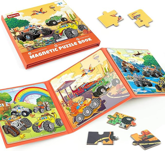 SYNARRY Magnetic Puzzles for Toddlers 3-5, 20 Pieces Travel Puzzles for Kids Ages 3-5, Car Airplane Road Trip Activities Magnet Games Toys for 3 4 5 6 Year Old Children Boys Girls Gifts