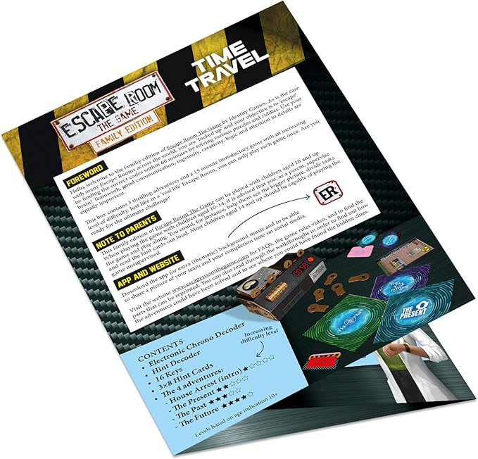 Escape Room The Game, Family Edition - with 3 Exciting Time Travel Games | Solve The Mystery Board Game for Family, Kids & Teens (English Version)