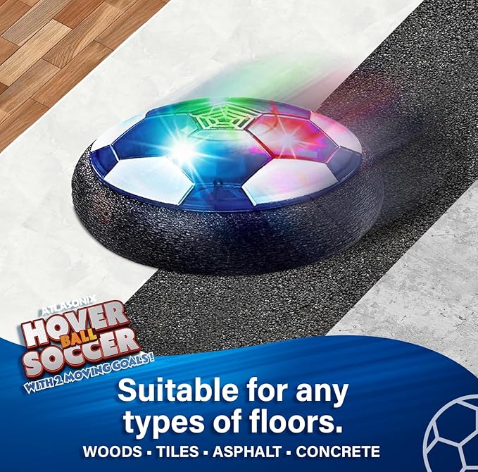 Hover Soccer Ball - Indoor Soccer Ball, Indoor Flying Toy Games (2 Floating Disks + 2 Floating Gliding Goals) Boy Birthday Gifts, Indoor Silent Game | 4 in 1 Pack