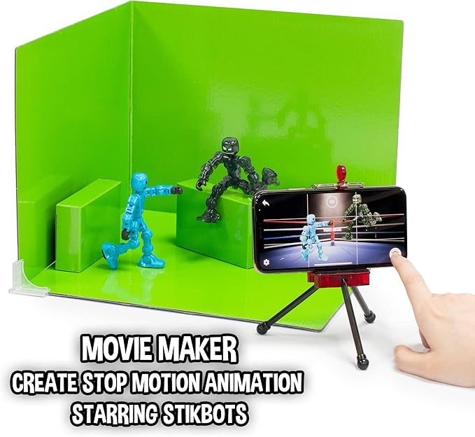 Zing Klikbot Zanimation Studio - Includes 2 Klikbots, Phone Stand/Holder and 2 Sided Backdrop Screen, for Ages 6 and Up
