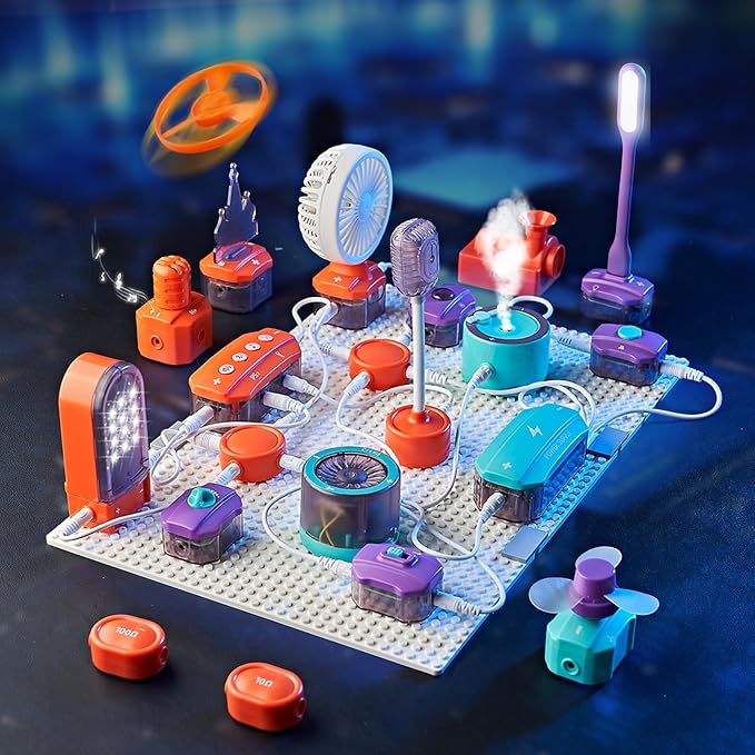 VATOS Science Circuit for Kids, 53PCS DIY Electronics Exploration Kit with 150+ Projects, Physics Science Experiments Circuit Board Kit, School Family STEM Educational Toy Gift for Boys Girls Ages 6+