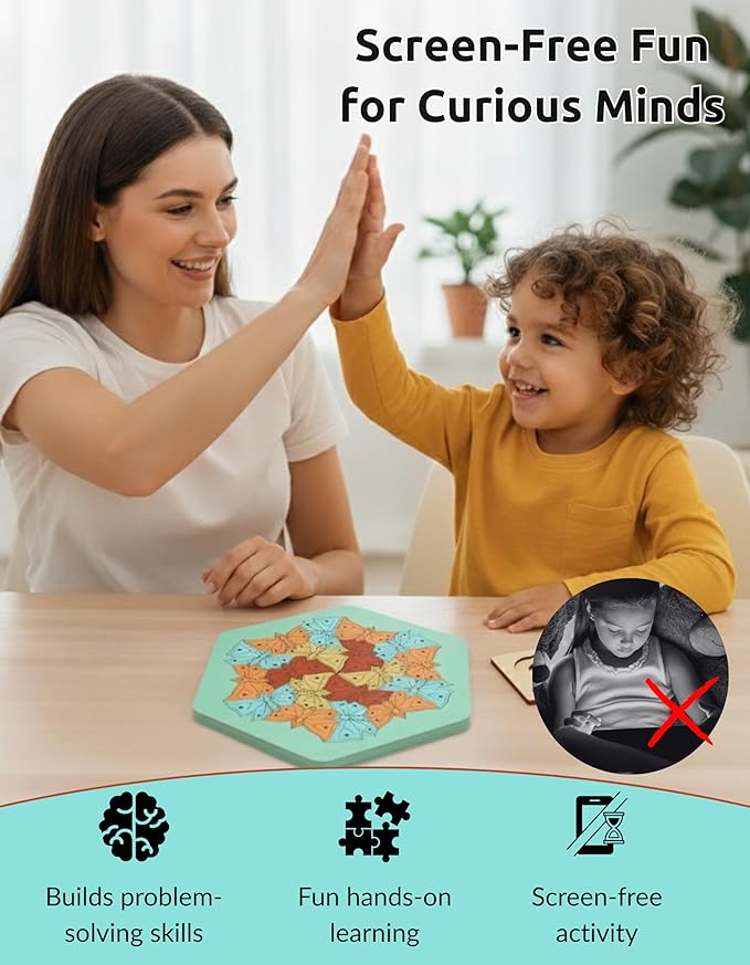 Butterfly Puzzle – 19-Piece Wooden Jigsaw, Educational Brain Teaser, Cognitive Skill Puzzle, Memory-Boosting Game, Eco-Friendly Wooden Toy, Creative Learning Activity, Brain-Boosting Jigsaw