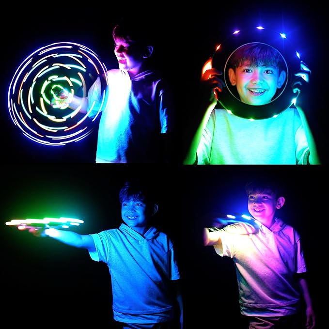 TOSY Flying Ring - 36 RGB Multicolor LEDs, Super Bright, Lost Mode, Auto Light Up, Christmas Stocking Stuffers Gift for Kid/Teen/Boy/Girl, Safe, Waterproof, Pool/Beach/Camping Toy, 2-Pack