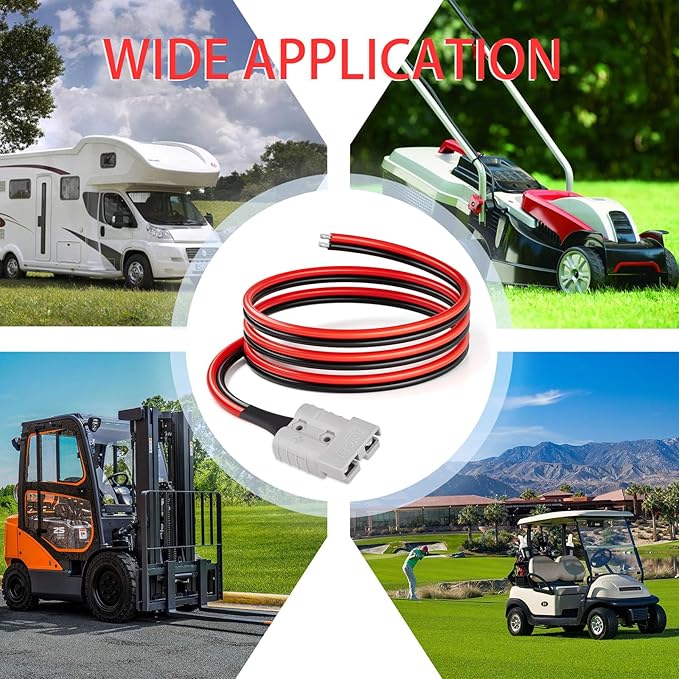 10AWG 6FT Anderson Connector 50 Amp Cable,Anderson SB50 Plug Quick Connector Cable for Solar and Wind Energy Systems Battery Connections Forklifts