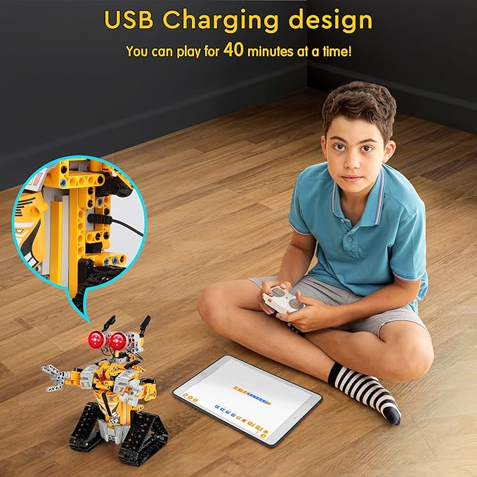 Sillbird Robot Building Kit with Remote Control Christmas STEM Gifts for Boys Age 8-13, Coding Buildable Robotic Technic Toys for Kids Birthday with 468 Pieces
