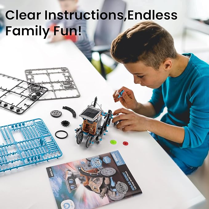 Sillbird 12-in-1 Solar Robot Building Kit Christmas STEM Gift for Boys Aged 8-13, DIY Science Educational Robotic Toys for Kids Teens Birthday, Powered by The Sun with 190 Pieces