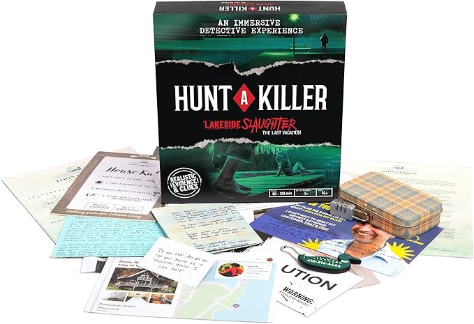 Hunt A Killer: Lakeside Slaughter – Immersive Murder Mystery Game, for Fan of Interactive Crime Solving Experience, 90–120 Min Playtime, 1+ Players, Ages 14+