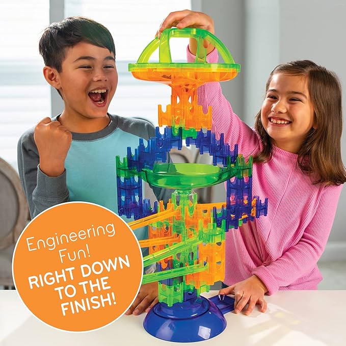 MindWare Q-BA-Maze Super Race Set – STEM Marble Run Building Kit for Kids Ages 6+, Turbo Launcher & Creative Engineering Challenge