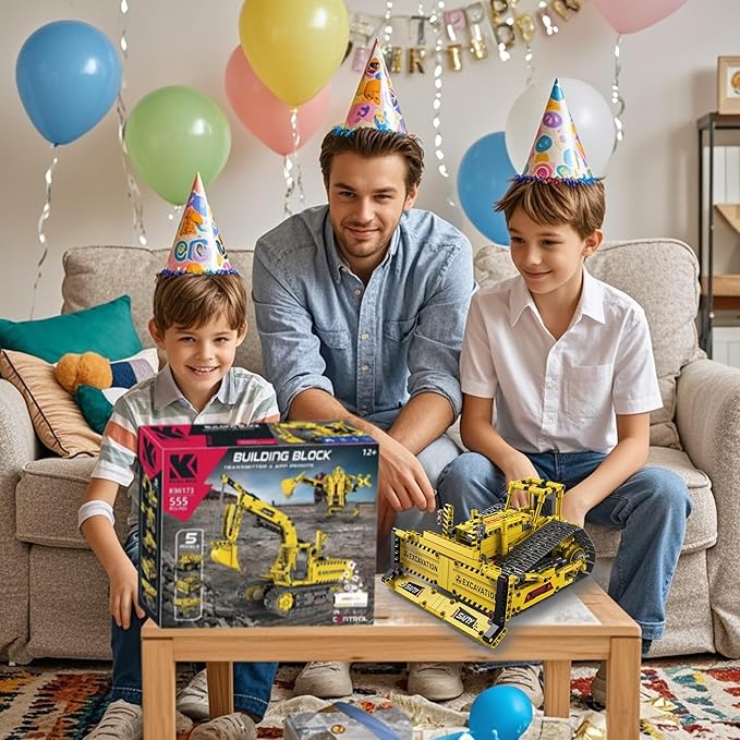 STEM Construction Toy Building Sets - Remote-Controlled Excavator Engineering Kit with 555 Pieces, Motor Module, Educational Battle Bots Gifts for Teen Boys, Science Kits for Kids Age 8-12