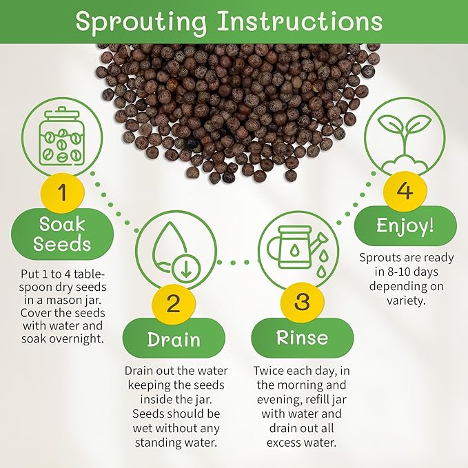 The Sprout House Speckled Pea Seed - Organic Speckled Pea, Non-GMO, High Germination Sprouting Seeds for Nutritious Pea Shoots, Resealable Bag for Freshness, Perfect for Smoothies & Salads, 1LB