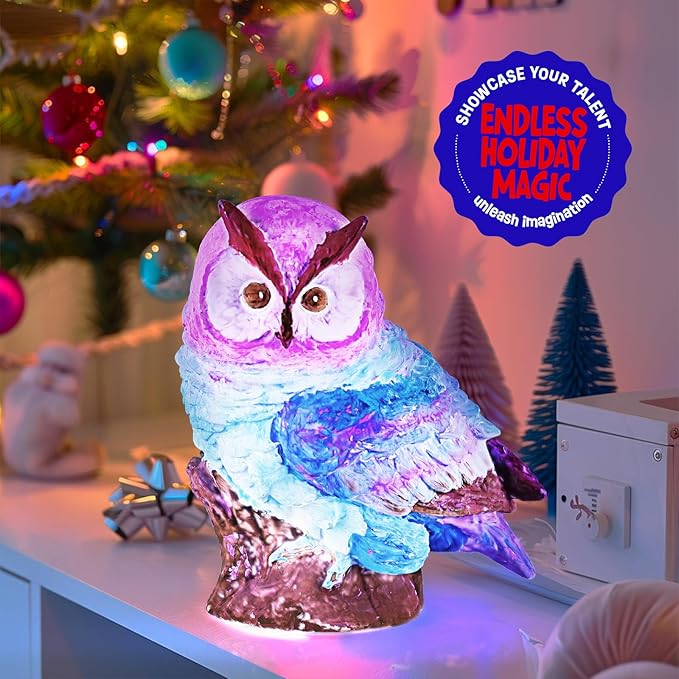 Paint Your Own Owl Lamp Kit, Art Supplies Painting Kits for Kids 6-12, Arts and Crafts for Kids Ages 8-12, Owl Toy Girls Boys Halloween Birthday Christmas Gifts Ages 3 4 5 6 7 8 9 10 11 12+