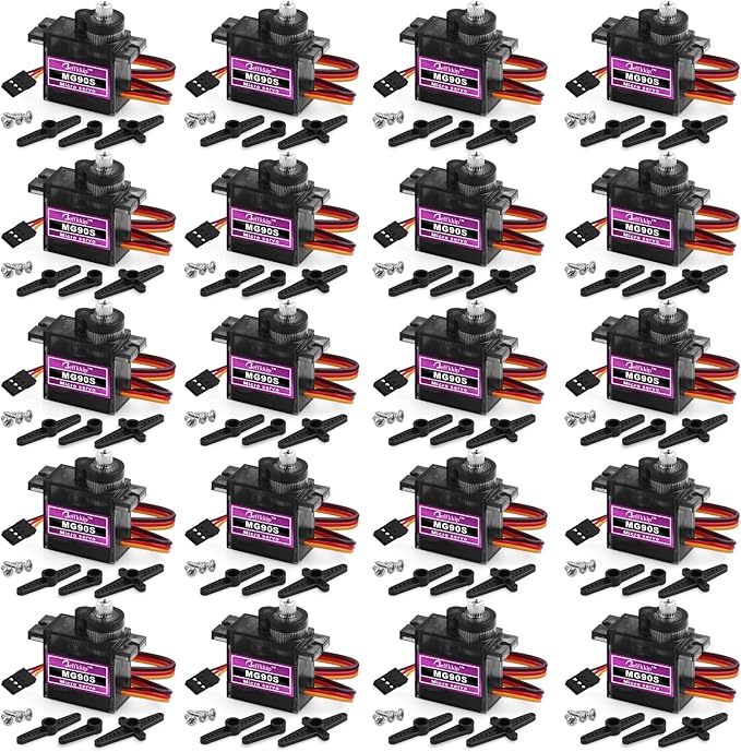 20 Pack Mg90s Servo Motor 9g Micro Servos Kits Metal Gear for DIY Smart Robot Toys RC Toy Car Model Helicopter RC Boat