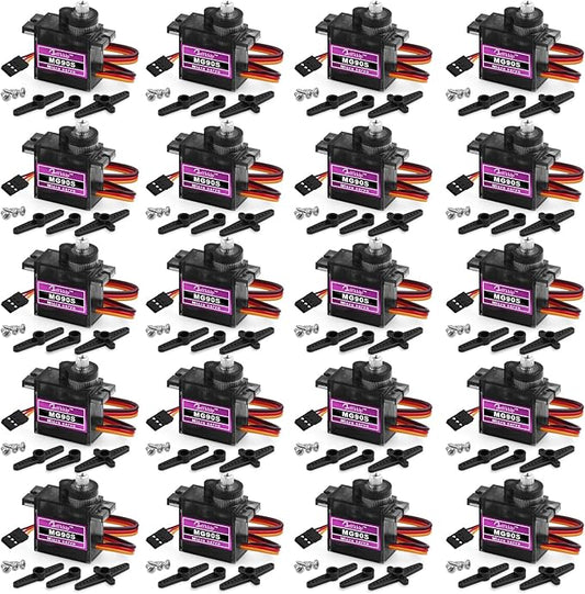 20 Pack Mg90s Servo Motor 9g Micro Servos Kits Metal Gear for DIY Smart Robot Toys RC Toy Car Model Helicopter RC Boat