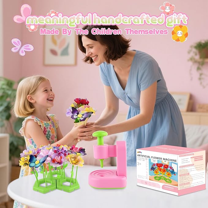 Nicella Fabric Flower Bouquets Toys,Flower Making Kit-DIY Craft Kits Toys for Kids,DIY Build Your Flowers Bouquet, Arts and Crafts for 3 4 5 6 7 8+Year Old Girl Birthday Gifts Ideas