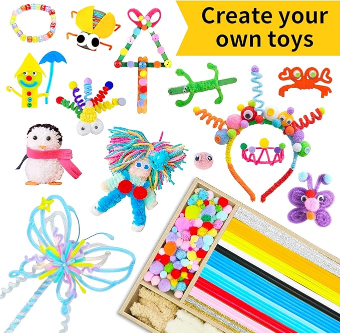 Fusihey Arts and Crafts Vault, DIY Craft Supplies Kit Christmas Creative Hobby Fun Activity Toys for Kids, Perfect Gifts for Girls & Boys Age 4 5 6 7 8 9 10 11 12 Year to Spark Imagination and Joy