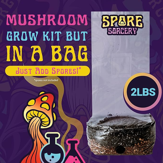 2 LB All-in-One Grow Bag: Up to 16oz of Mushrooms! Nutrient-Enhanced, Injection Port, Just Add Your Own Spores & Grow Like Magic