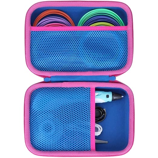 Case Compatible with SCRIB3D P1 Advanced / 3Doodler PRO / 3Doodler Flow / MYNT3D Super Professional Printing / PIKA3D PRO 3D Printing Pen (Blue + Rose)