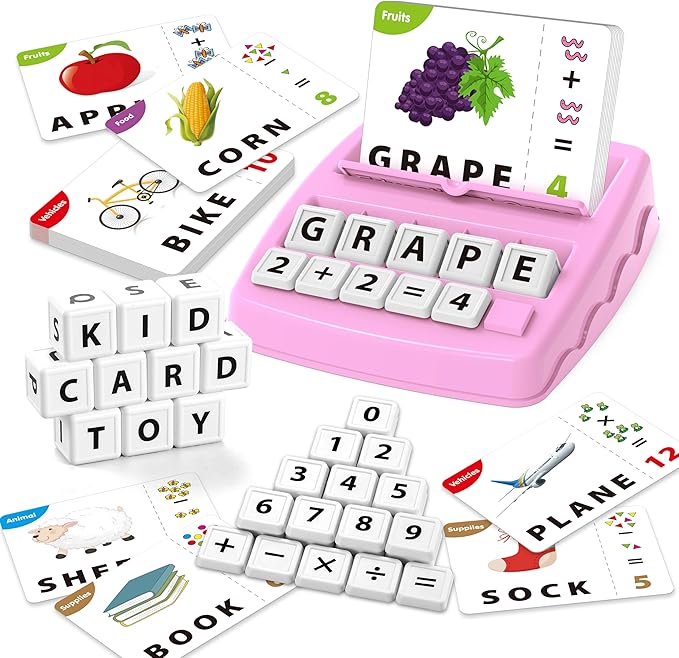 Montessori Matching Letter Games,Educational Toys for 3-8 Year Olds Boys Girls,Alphabet Learning Toys for Kids Ages 3-8 Years,Birthday Party Gifts for 3-8 Year Olds Boys Girls(Pink)