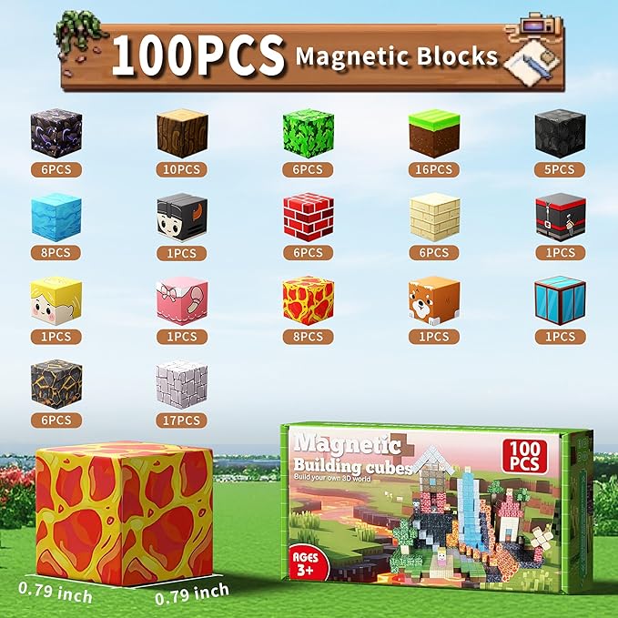 100 PCS Building Blocks, 3D Construction Build Toys, STEM Sensory Building Cubes (Multicolor-100PCS)