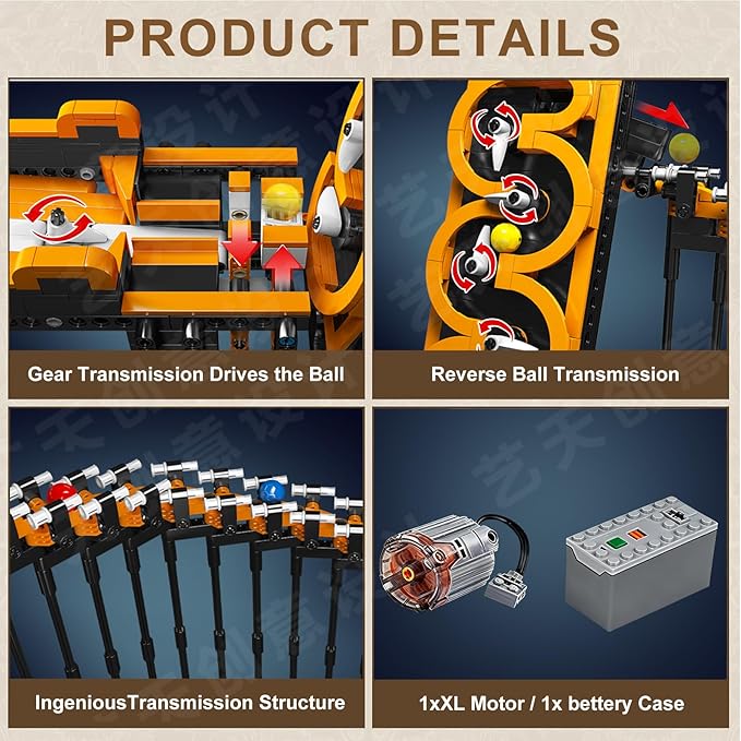 Sosuy Motorized Harp Marble Roller Coaster Building Blocks Set, 1547+ Pcs, Track with Loops & Lift Mechanism, STEM Toys for Boys Girls Teens Adults, for Boys Kids Men Women