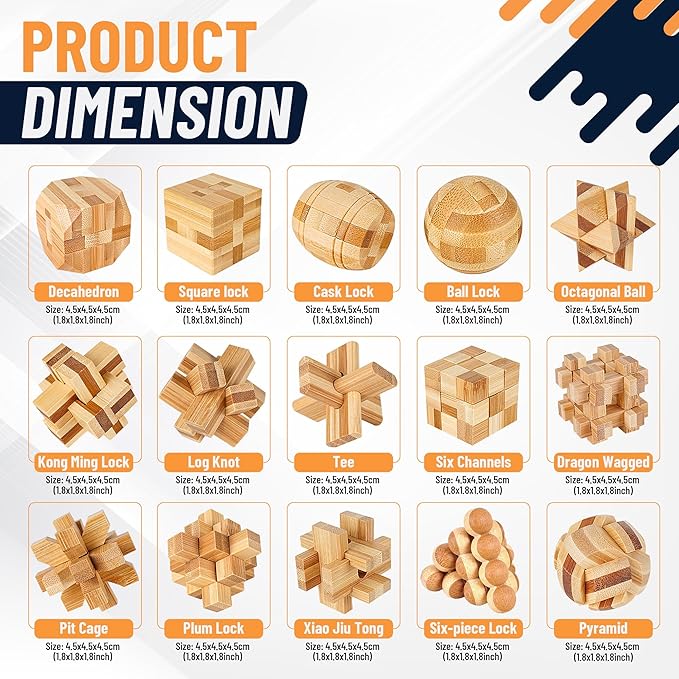 Wooden Brain Teaser Puzzles, 9pcs 3D Brain Teasers for Adults Teens Kids, Logic Mind Puzzle Box Lock Toy Removing Assembling 3D Small Puzzle Gift Set, Small 3D Unique IQ Hand Puzzles