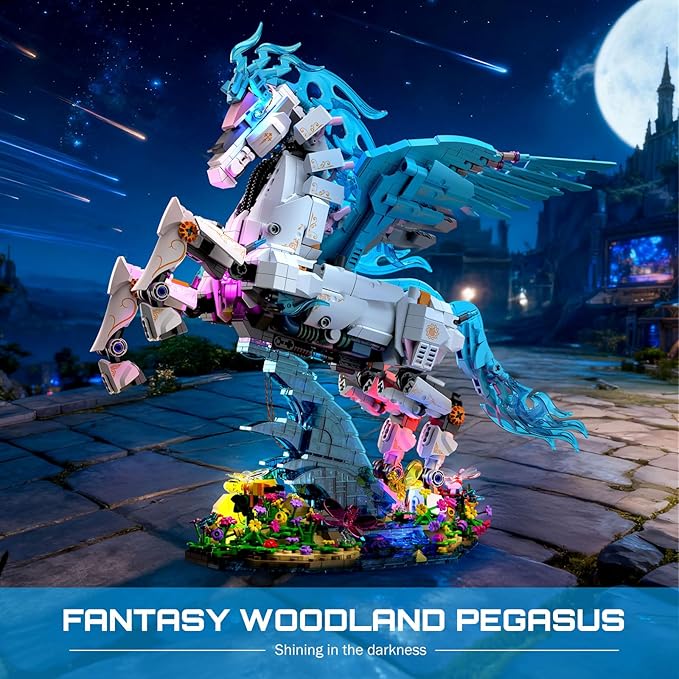 Woodland Pegasus Building Block Sets, Fantasy Flying Horse Collectible Display Model Kit, 1615 Pcs Building Toys for Home Office Decor, Creative Birthday Gifts for Adults Teens 14+