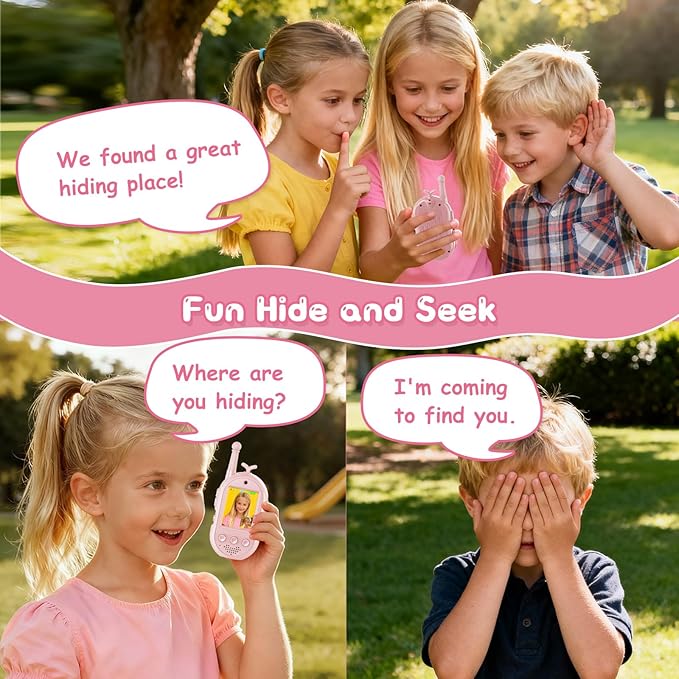 Video Walkie Talkies for Kids Toys - 2 Pack Rechargeable Walkie Talkie with Camera and Screen,Long Range 2 Way Radio for Outdoor Camping Games,Christmas Birthday Gifts for Boys Girls Age 3-12(Pink)