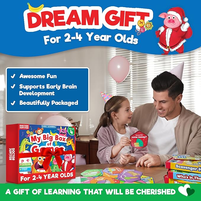 Doctor Jupiter My Big Box of Games for 2 to 4 | Toys for Ages 2-4 | Birthday Gift for 2 Year Old Boys and Girls | Toddler Toys for 2-3-4 Year Old | Learning & Education Toys