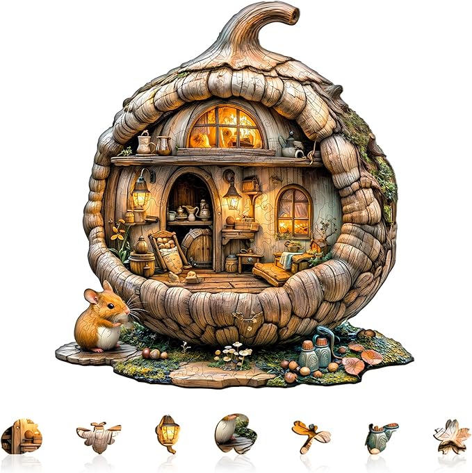 Wooden Puzzle for Adults-Wooden Puzzle Unique Shape Advanced Acorn Mouse Wooden Jigsaw Puzzle for Adult, Wood Puzzles,Challenge Wooden Jigsaw Puzzle(M-11.4 * 10.6in 160pcs)