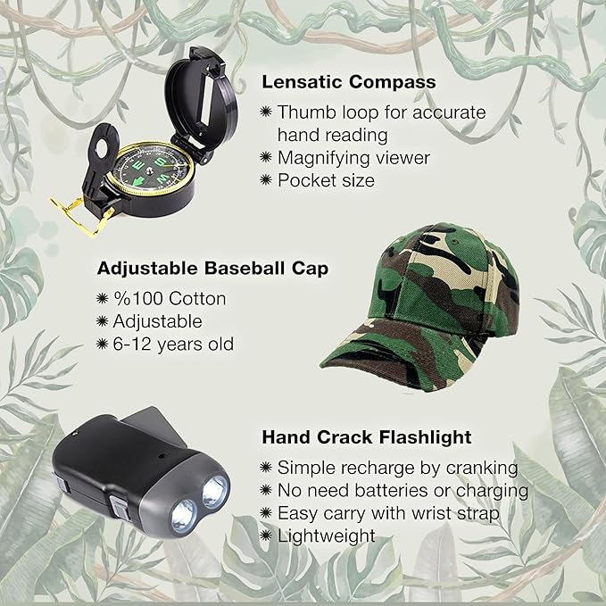 Nature Exploration Gear - Outdoor Adventure Kit with Walkie Talkies for Kids - Camping, Hiking, Backyard Toys - Creative Play Set for Boys and Girls